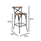 Kit 2 Banquetas Industrial Em Aço E Madeira Maciça Laís Preto