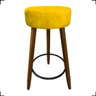 Kit 2 Banquetas Kyra Alta Para Cozinha Gourmet Suede Amarelo