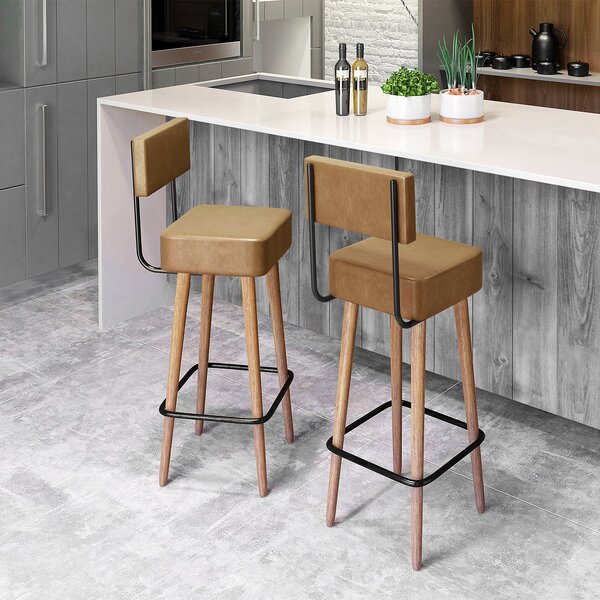 Kit 2 Banquetas Madeira Maciça Couro Sintético Barcelona  Mar