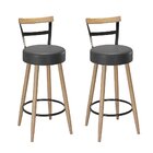 Kit 2 Banquetas Madeira Maciça Couro Sintético Moscou  Preto/