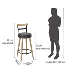 Kit 2 Banquetas Madeira Maciça Couro Sintético Moscou  Preto/