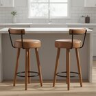 Kit 2 Banquetas Madeira Maciça Couro Sintético Napoles Marrom