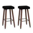 Kit 2 Banquetas Malbec Suede Preto Pés Palito Bnn Decor