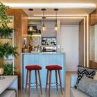 Kit 2 Banquetas Malbec Suede Vermelho Pés Palito Bnn Decor