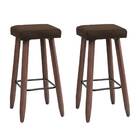 Kit 2 Banquetas Malbec Veludo Marrom Pés Palito Bnn Decor