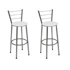 Kit 2 Banquetas Média Cromada Com Encosto Assento Branco