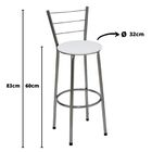 Kit 2 Banquetas Média Cromada Com Encosto Assento Branco