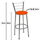 Kit 2 Banquetas Média Cromada Com Encosto Assento Laranja