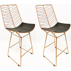 Kit 2 Banquetas Média Para Balcão Bertoia Retrô Cor Rosé Fosc