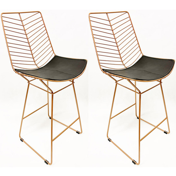 Kit 2 Banquetas Média Para Balcão Bertoia Retrô Cor Rosé Fosc