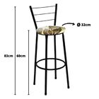 Kit 2 Banquetas Médias Preta Com Encosto Assento Floral Marrom