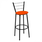 Kit 2 Banquetas Médias Preta Com Encosto Assento Laranja