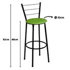 Kit 2 Banquetas Médias Preta Com Encosto Assento Verde