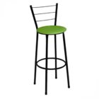 Kit 2 Banquetas Médias Preta Com Encosto Assento Verde