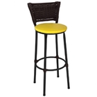 Kit 2 Banquetas Médias Preta Com Encosto Junco Argila Assento