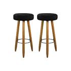 Kit 2 Banquetas P/cozinha Alta Pés Palito Tecido Preto