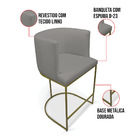 Kit 2 Banquetas Paola Linho Base Metálica Dourada D01 - D'ros