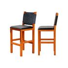 Kit 2 Banquetas Para Bancada Madeira Maciça Assento Estofado