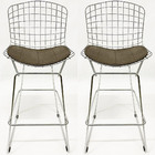 Kit 2 Banquetas Para Bar Modelo Bertoia Cromada Assento Cor M