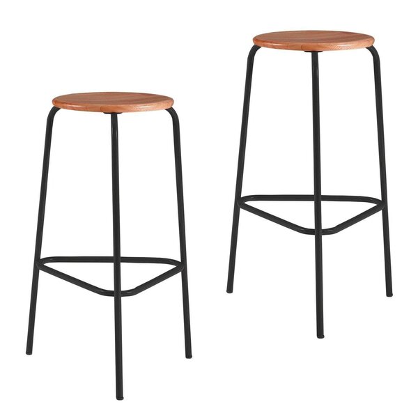 Kit 2 Banquetas Para Cozinha Com Base De Aço Cumbuca Preto/na