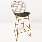 Kit 2 Banquetas Para Cozinha Média Bertoia Maciça Cor Dourado