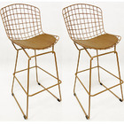 Kit 2 Banquetas Para Cozinha Média Bertoia Maciça Cor Dourado