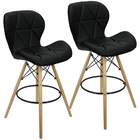 Kit 2 Banquetas Slim Eiffel Wood Estofada - Preto - Sala Cozi