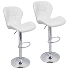 Kit 2 Banquetas Slim Estofada Giratória C/ Regulagem - Branco