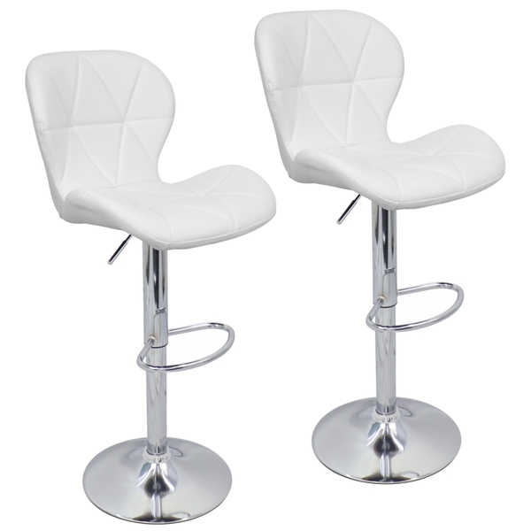 Kit 2 Banquetas Slim Estofada Giratória C/ Regulagem - Branco