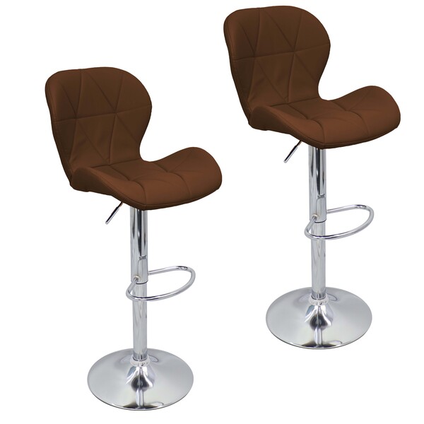 Kit 2 Banquetas Slim Estofada Giratória C/ Regulagem - Café M