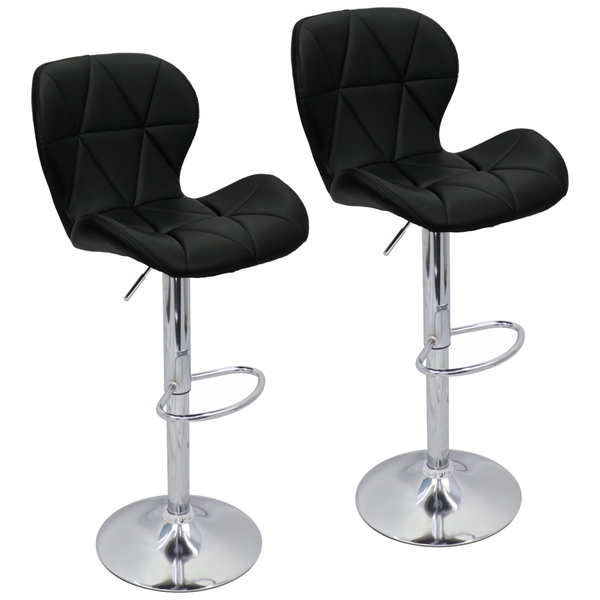 Kit 2 Banquetas Slim Estofada Giratória C/ Regulagem - Preto