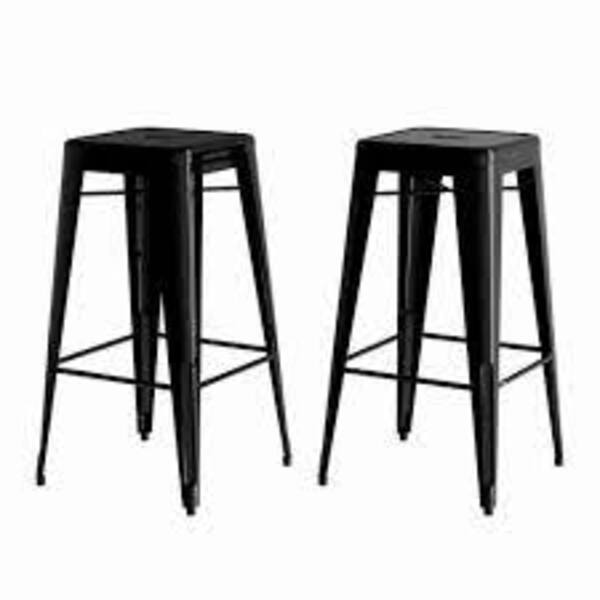 Kit 2 Banquetas Tolix Iron Aço Carbono Industrial - Preto