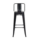 Kit 2 Banquetas Tolix Iron Com Encosto Preto Brilhante Indust