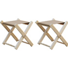 Kit 2 Banquinho De Madeira Banqueta Pescador-bege