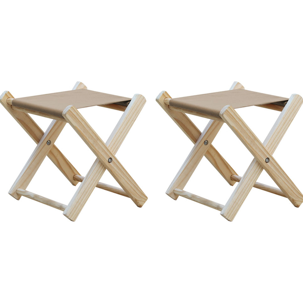 Kit 2 Banquinho De Madeira Banqueta Pescador-bege