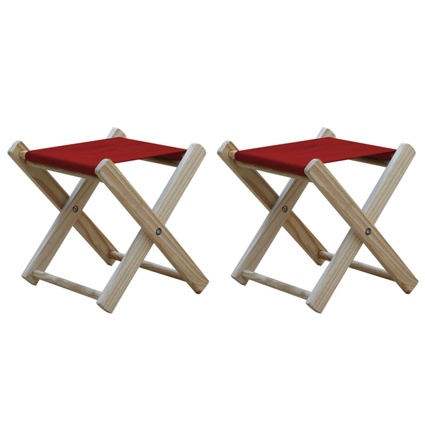 Kit 2 Banquinho De Madeira Banqueta Pescador-vermelho
