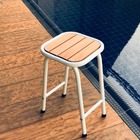 Kit 2 Banquinhos De Aço E Madeira Branco Altura 46 Cm