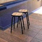 Kit 2 Banquinhos De Aço E Madeira Preto Altura 46 Cm