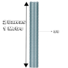 Kit 2 Barra Roscada Zincada De 1 Metro Unc Stein 3/8