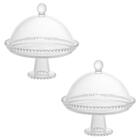 Kit 2 Boleiras Wolff Cristal Com Pé E Tampa 19cm Pearl Prato