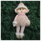 Kit 2 Boneco Pendente Natal Duende Mamãe Noel Rosa 30cm