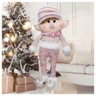 Kit 2 Boneco Pendente Natal Duende Papai Noel Rosa 33cm