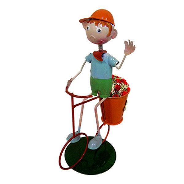 Kit 2 Bonecos Com Bicicleta Para Enfeitar Decorar Jardim