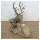 Kit 2 Bonecos Natal Rena Natalina Glitter Dourado 21cm