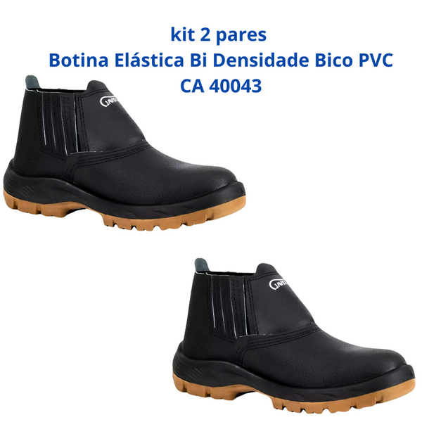 Kit 2 Botinas Epi Bico Pvc Segurança Bidensidade Crival Ca 40