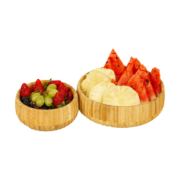Kit 2 Bowls Canelado De Bambu - 15cm E 19cm Natural U
