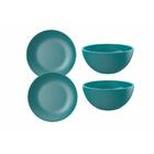 Kit 2 Bowls/cumbuca + 2 Prato Rasos Clean Esmeralda - Yoi