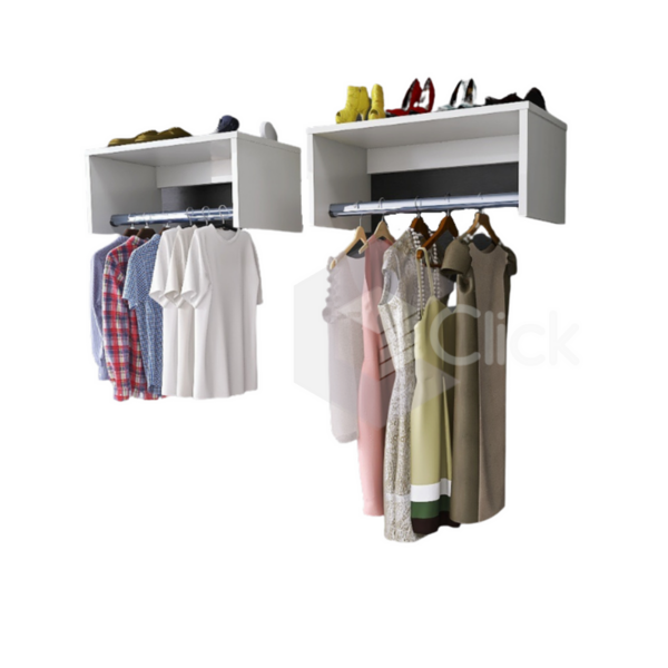 Kit 2 Cabideiro Prateleira Arara Roupas Branco
