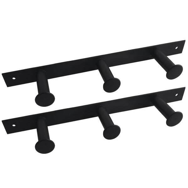 Kit 2 Cabideiros De Parede 3 Ganchos Pretos Multiusos Roupas