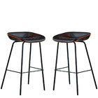 Kit 2 Cadeira Banqueta Alta Com Assento Estofado Em Couro Pre